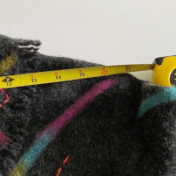 Talbots Womens Black Muti Color 100% Wool Sweater Jacket Fall Size Petite Small - Picture 7 of 8